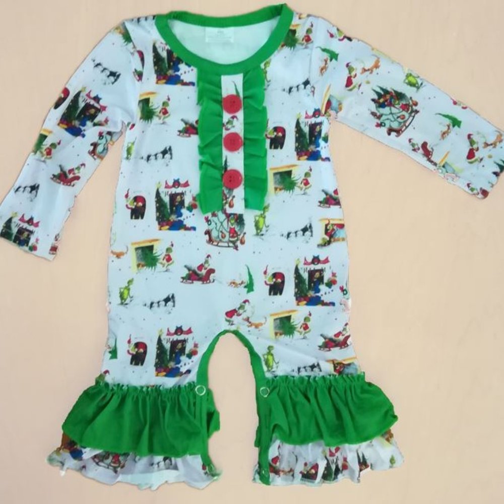 The Grinch ruffled romper